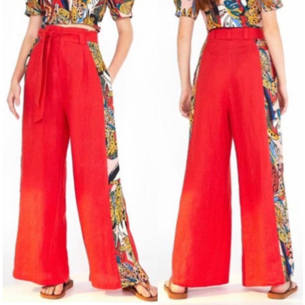 🌺HOST PICK 🌺 FARM RIO “Crazy tucanos” linen wide leg pants